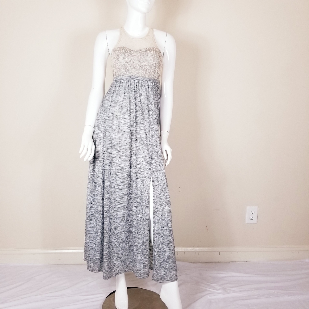 Kimchi Blue Maxi Dress Empire Waist Lace Bodice S